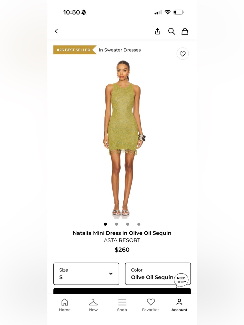 Asta Resort Olive Oil Sequin Mini Dress